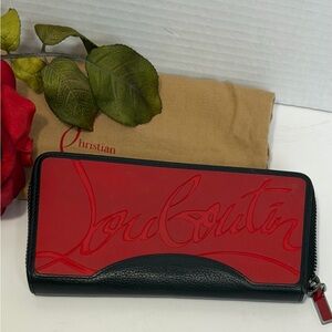 Christian Louboutin Red and Black Zip Wallet